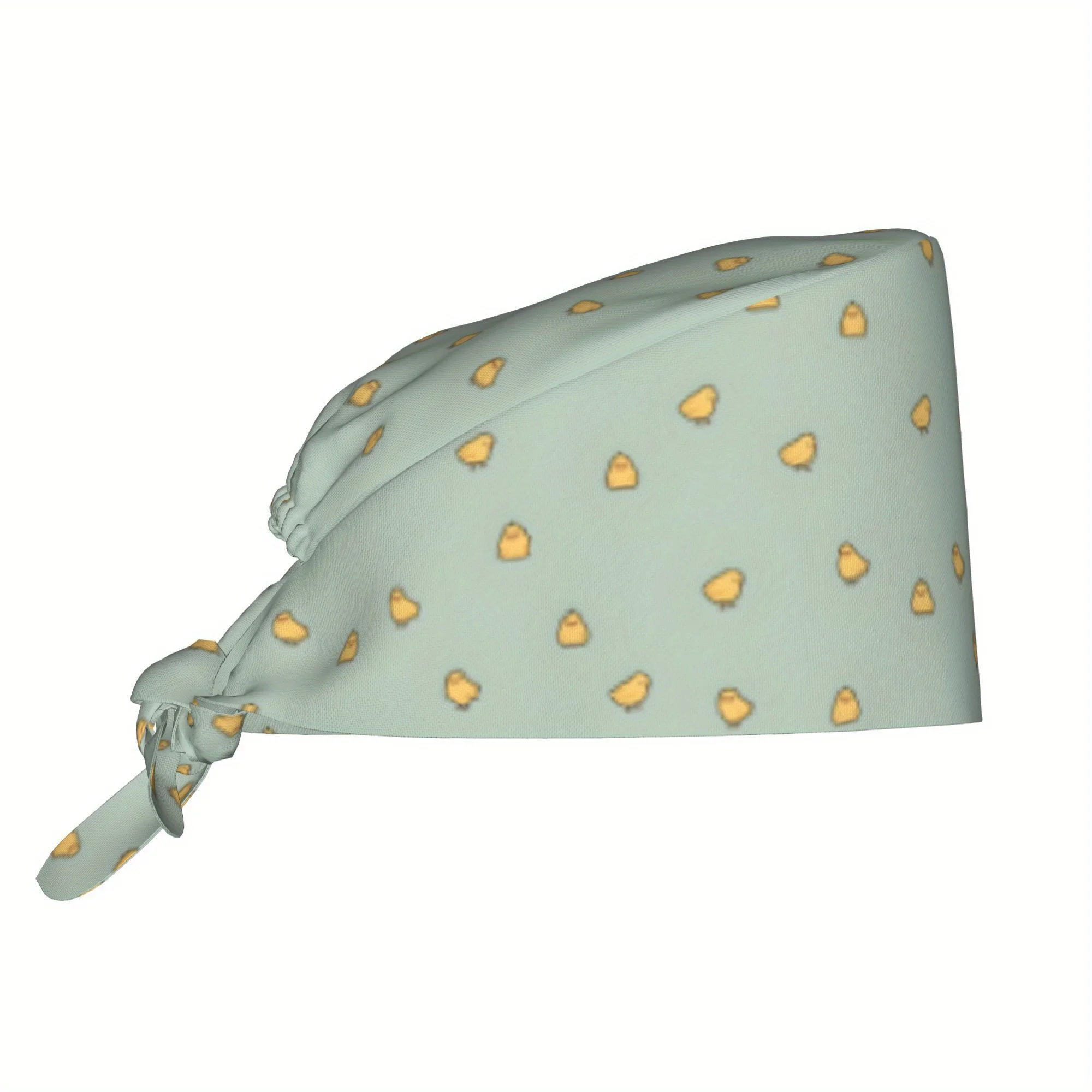 1pc Women'S Light Blue Floral Print Work Cap - Adjustable Tie-Back Nurse Hat, Lightweight & Dustproof, Perfect for Cooking, Flor