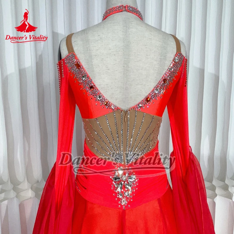 Standard Social Dance Luxurious AB Stones Big Swing Dresses High-end Customize Waltz Tango Perform and Competition Clothing