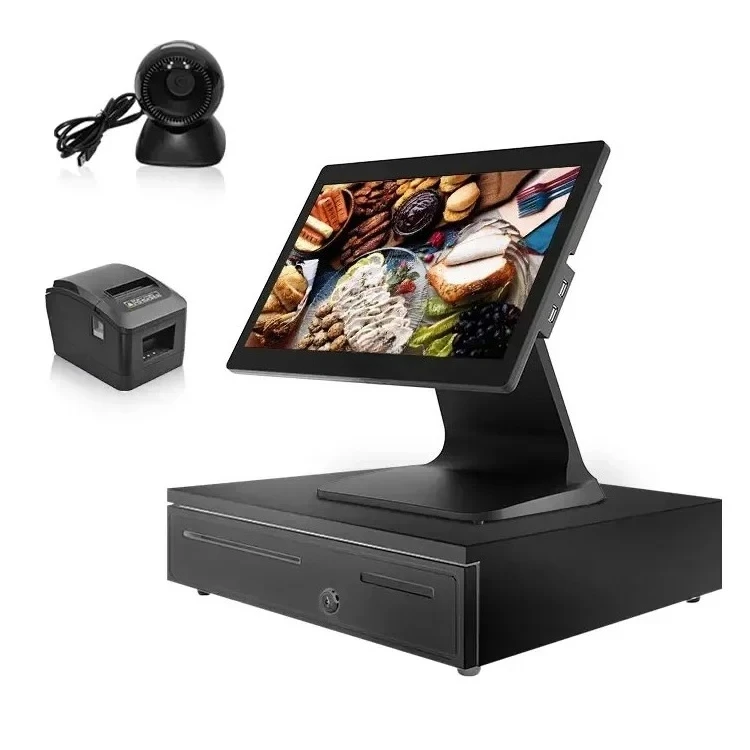 All in one pos system Aluminum Base Design cash register for small business point of sale system pos software and hardware