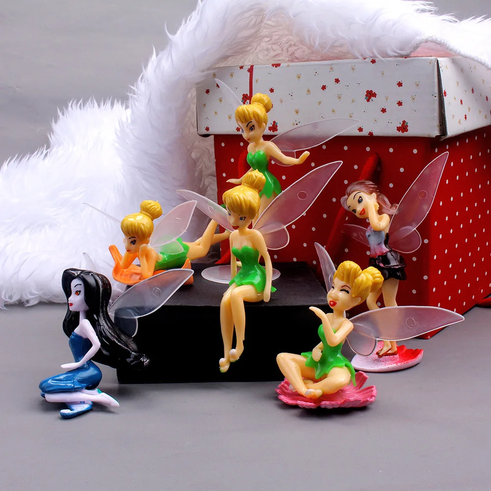 6 stücke/1 satz Heißer Disney Anime Tinkerbell Märchen Mädchen Tinker Bell Pvc Action-figuren Spielzeug Desktop Dekoration weihnachten Geschenke