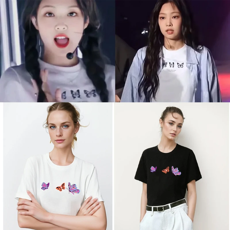 

Singer Concert T-shirt Ladies Fashion Casual Short sleeve Butterfly Print T-shirt Aesthetic Retro oversized T-shirt Streetwear