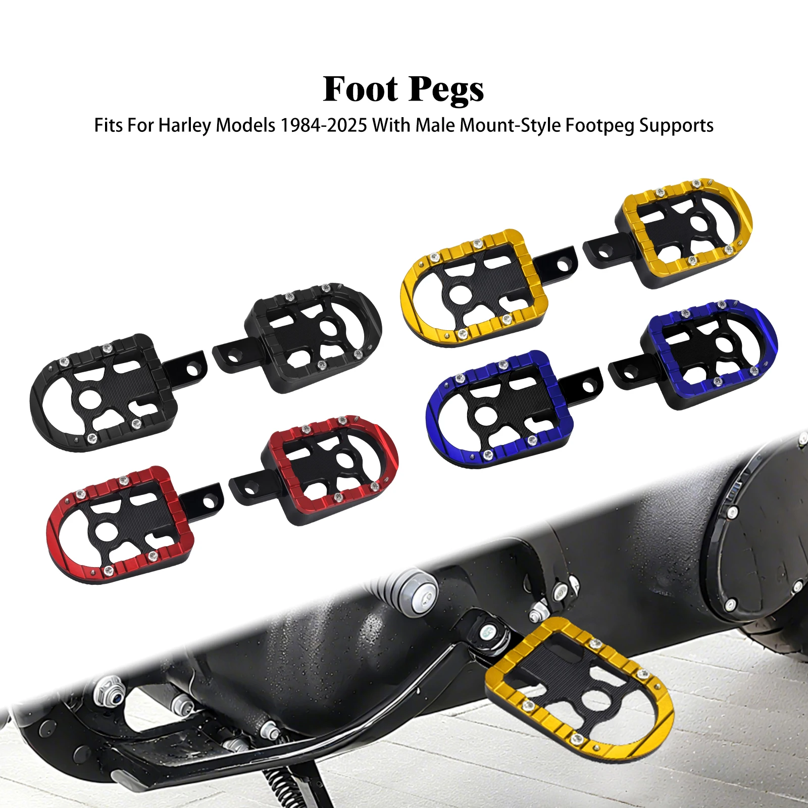 

Motorcycle Footpegs Rear Passenger Floorboards Foot Pegs For Harley Softail FL Fat Boy Touring Road Electra Street Glide FLHR