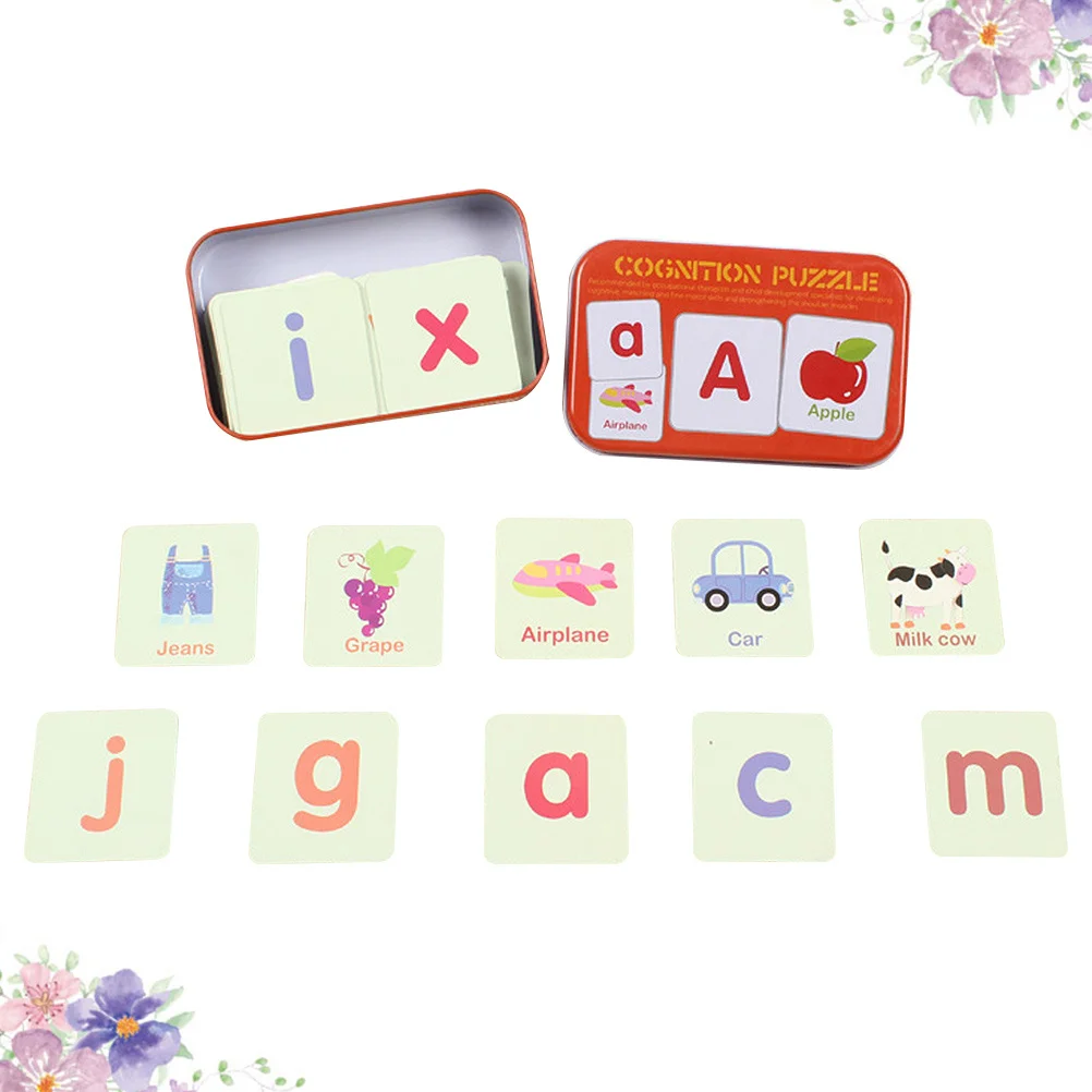 1Set Kinderen Geletterdheidspuzzel Creatief Educatief Speelgoed Vroeg Leren Cognitief Bordspel Letterherkenningskaart Rood