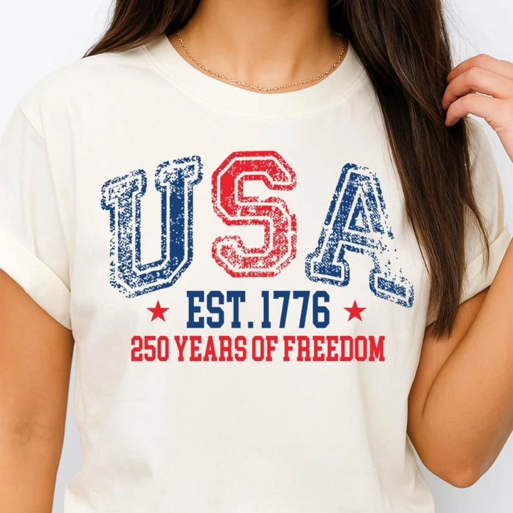 Independence Day Women T-Shirt EST 1776 Fourth of Julyof Freedom Anniversary Patriotic Graphic Tee Summer Women Clothes