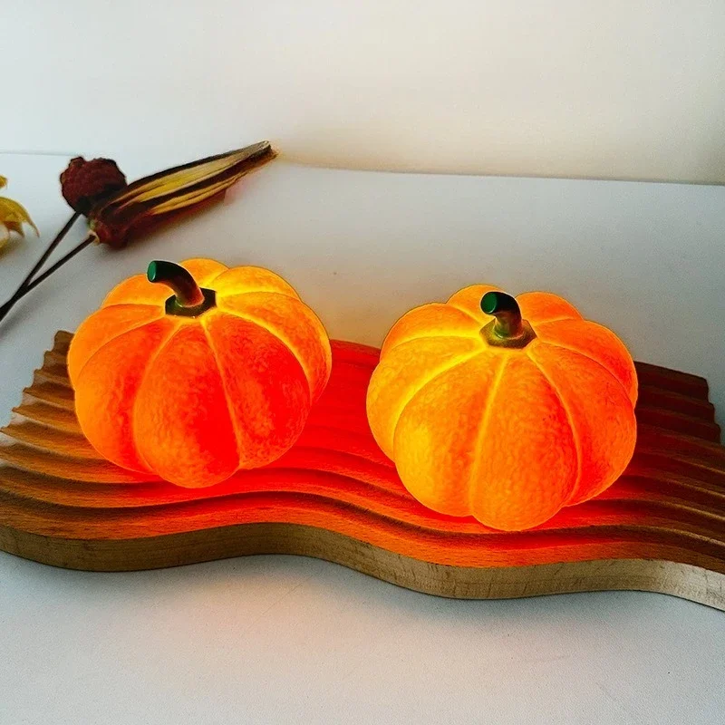 Halloween Pumpkin LED Night Light Battery Powered Warm Lantern For Kids Bedroom Decor Trick or Treat Party Home Holiday Decor