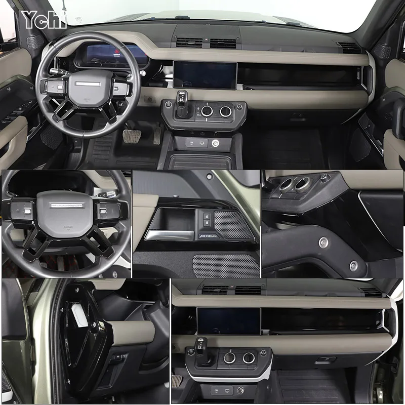 

ABS Black For Land Rover Defender 90 110 2020-23 Car Interior Central Control Protection Cover Decorative Patch Car Accessories