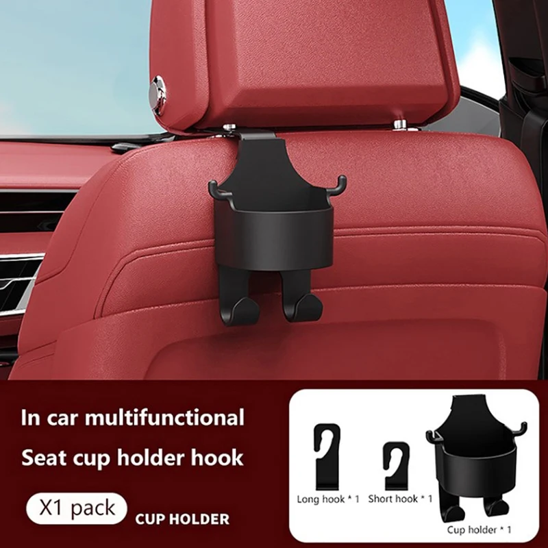 1 Pc Car Seat Headrest Universal Hook Hanger Storage Organizer With Cup Holder For Handbag Fit Vehicle Car Accessories