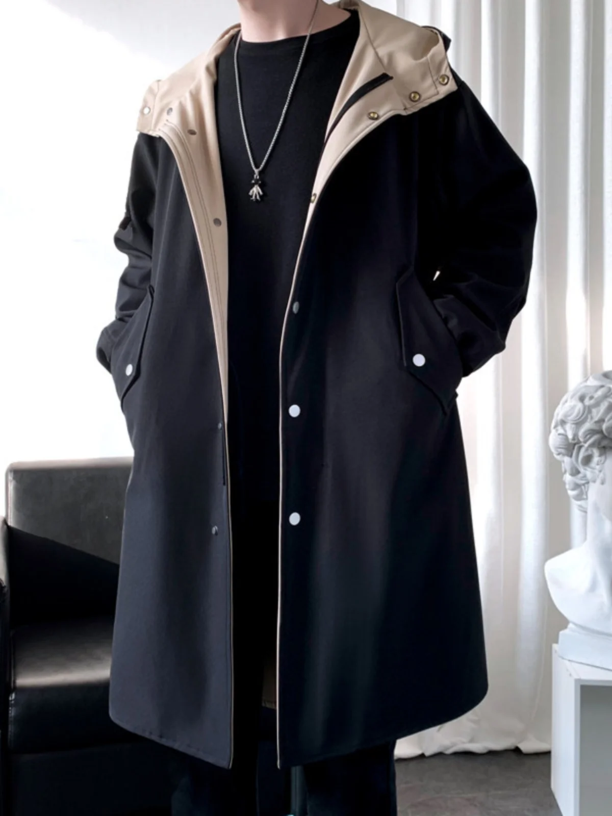 

Мужская повседневная ветровка средней длины, весна-осень, премиум-класс, новинка 2024 года, молодежная, из полиэфирного волокна