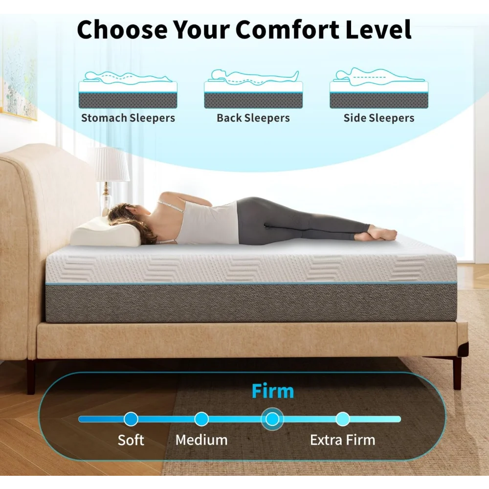 

Hybrid Mattresses in a Box Cooling Gel Bed Therapeutic Extra Firm Comfort 12 Inch Queen Memory Foam Mattress