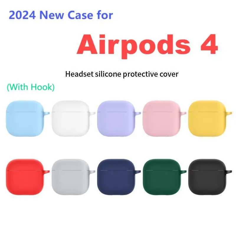 Étui de protection en silicone pour Airpods 4, housse pour écouteurs Apple, accessoires pour écouteurs sans fil, nouveau, 2024