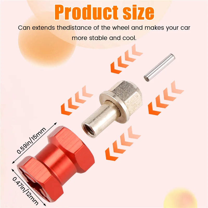 A003 4 шт. алюминиевый 12 мм шестигранный адаптер привода ступицы колеса удлинитель комбайна муфта для 1/10 RC автомобиля гусеничный SCX10 D90