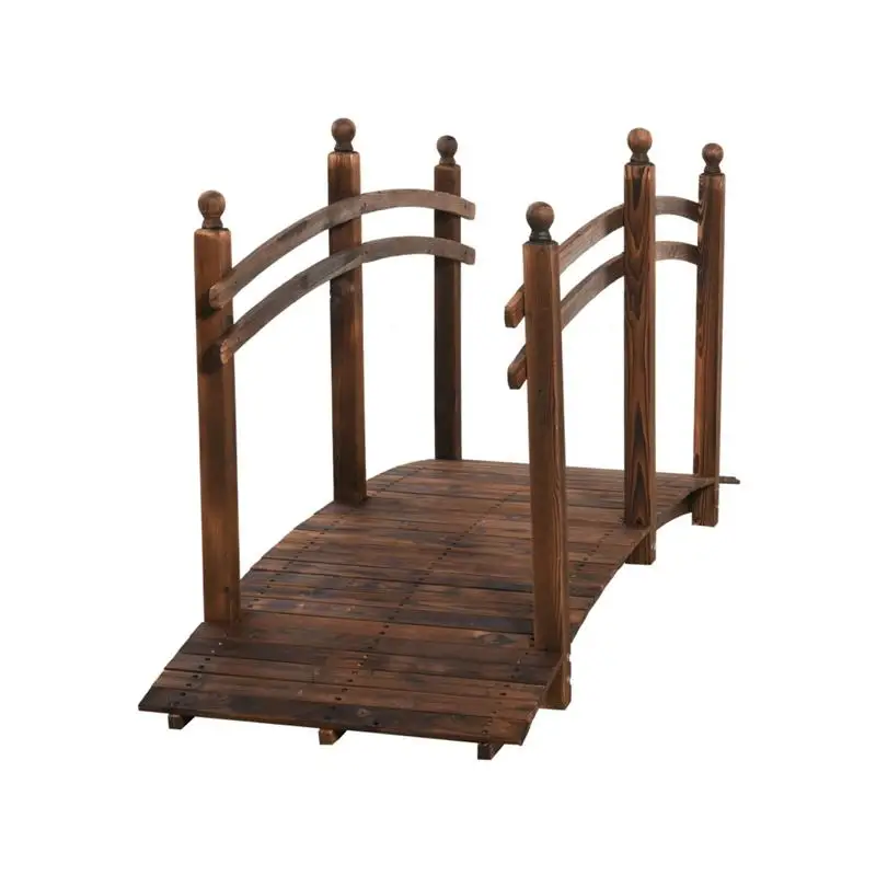 

5-футовый деревянный садовый мост, дуговой мост для наружного декора и ландшафтного дизайна