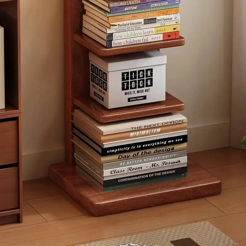 Newspaper Rack Vertical Home Furniture Japane-Style Solid Wood Bookshelf Modern Minimalist Multi-Layer Storage