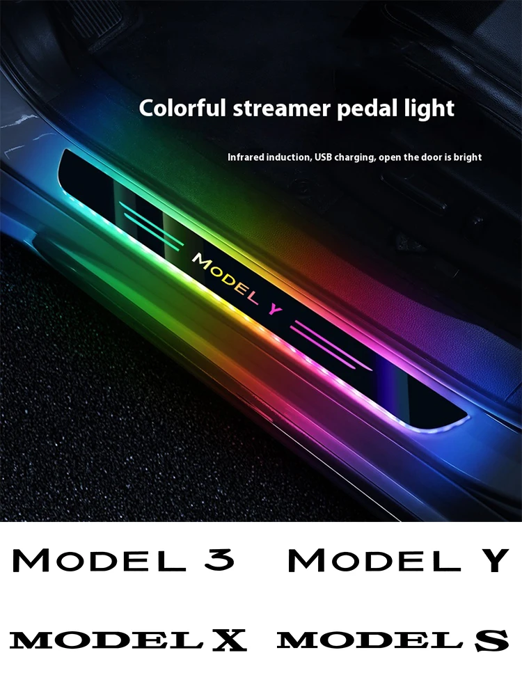 

Car LED Wireless Threshold Light For Tesla Model 3 Model Y Model S Model X Roadster Auto Threshold Light interior accessories