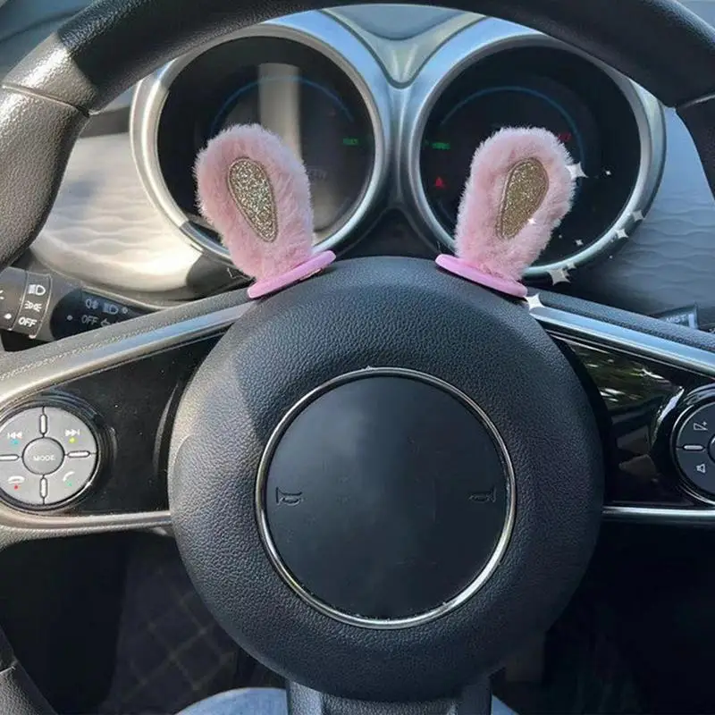 Winter Warm Soft Plush Bunny Ear Car Interior AccessoriesCar Steering Wheel Cover