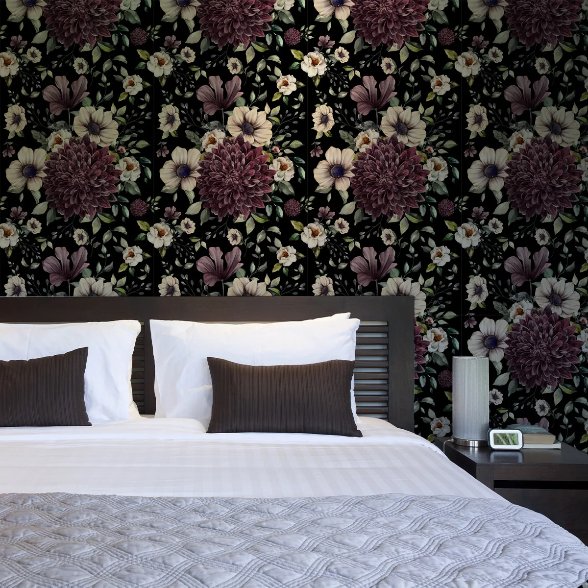 Purple Dahlia Floral Peel and Stick Wallpaper Removable Self Adhesive Vintage Contact Paper for Bedroom Farmhouse Home Decor
