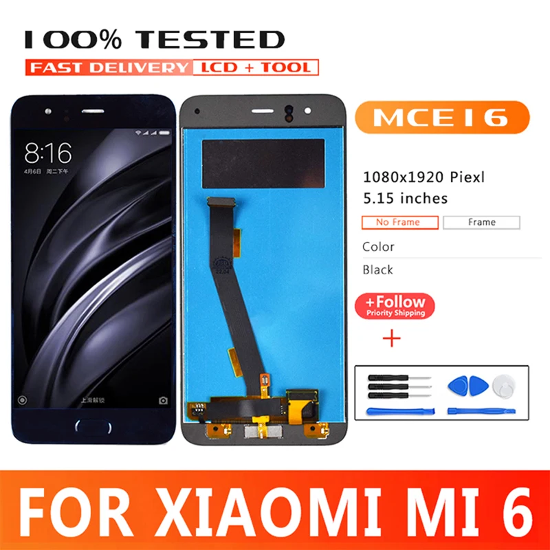 

5.15 inch Premium Quality LCD For xiaomi mi 6 Screen Touch Screen Display For Xiaomi MCE16 LCD+Frame Replacement Display