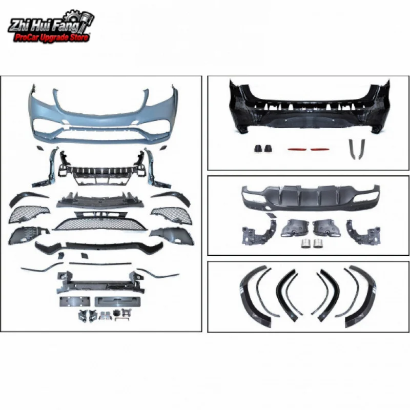 

Подходит для Mercedes-Benz GLS63 2016-2019, модифицированный комплект кузова, обновление внешних деталей переднего и заднего бампера