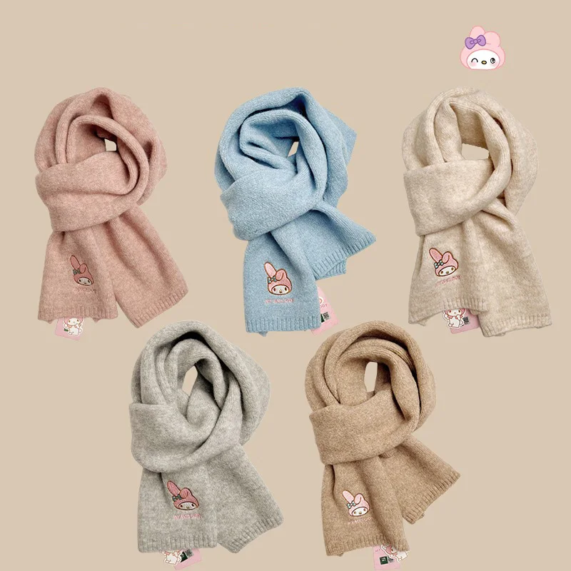 

Kawaii New Scarf Women's Winter Advanced Sense Warm Lovely Wool Knitted Japanese Sanrio Melody Authentic Student Scarf