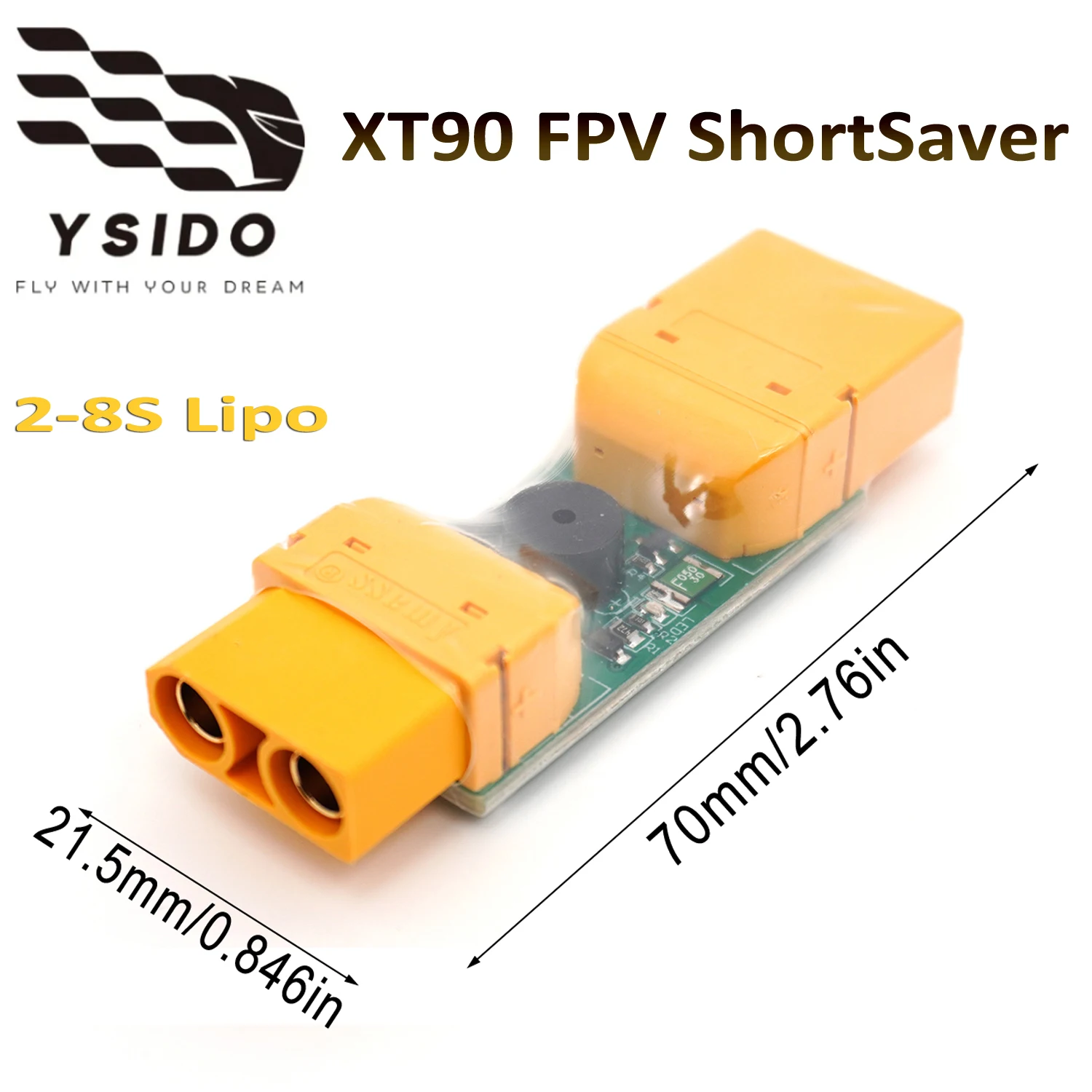 YSIDO Smart Smoke Stopper XT90 Stecker-Buchse LED-Buzzer Kurzschlussschutz für RC FPV Freestyle Drohnen Montage DIY-Teile