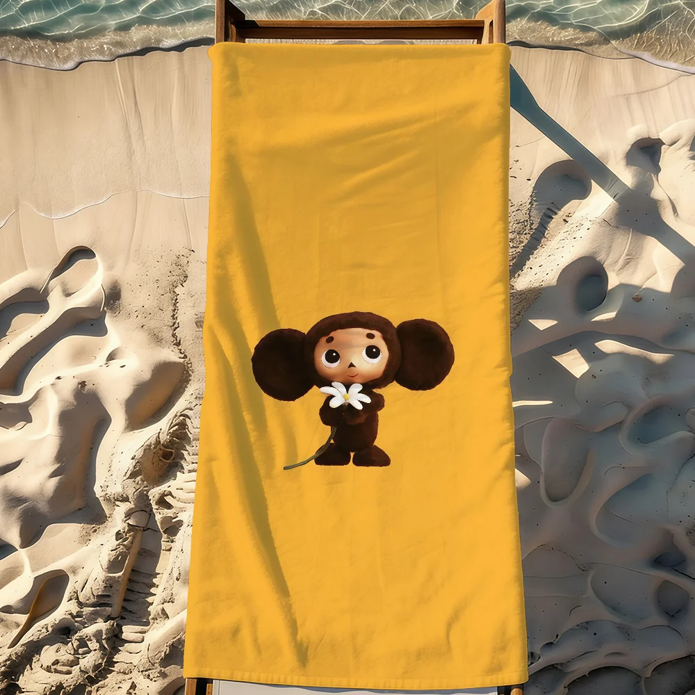 Cartoon Cheburashka Cute Towel Sports Quick Dry Travel Camping Gear Sandproof Soft Light Large Beach Towel