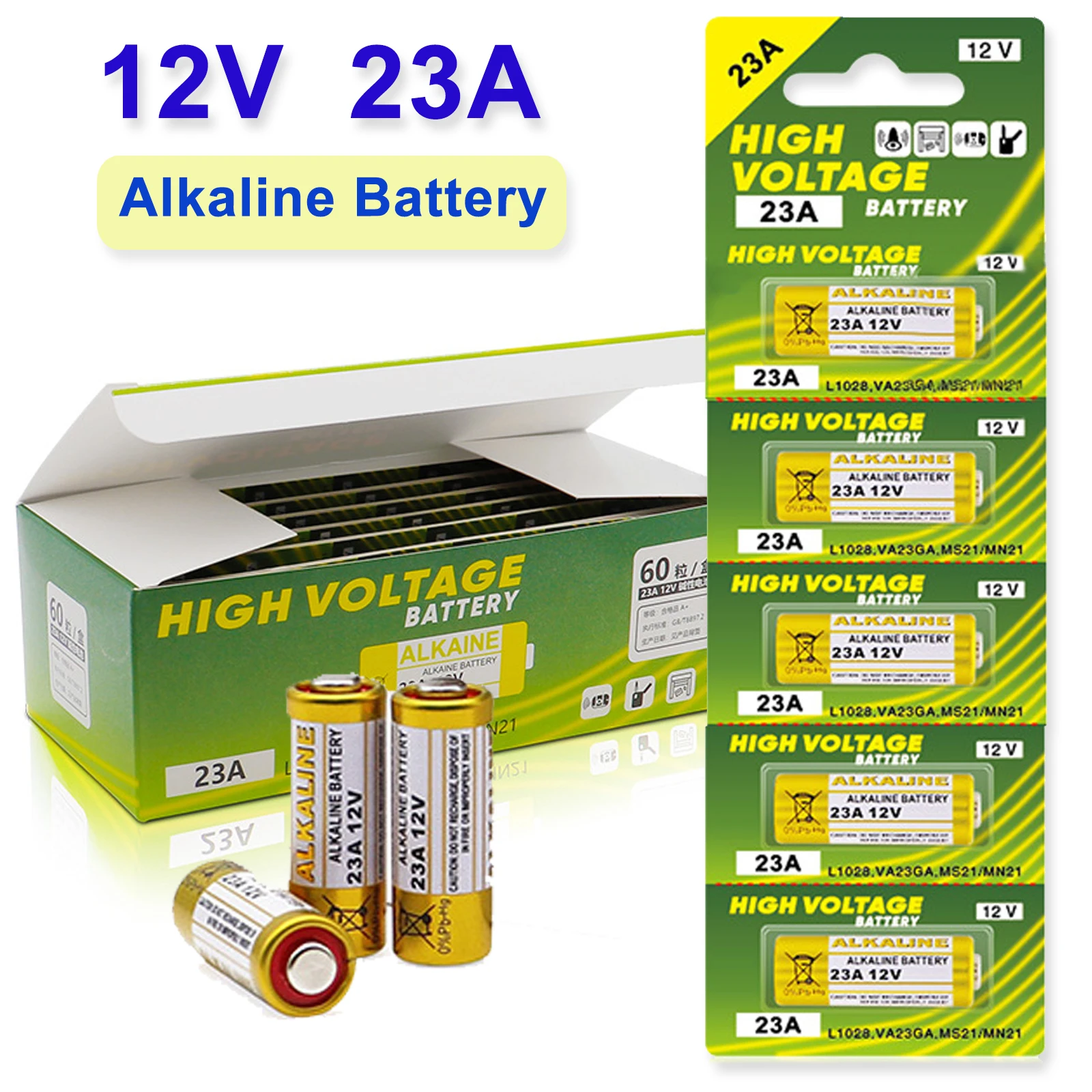 5Pcs/10Pcs 12V Alkaline Battery 23A For Remote Control Doorbell Walkman Durable Dry Cell 23A A23 CR123A RCR23A MN21 23GA GP23A