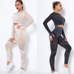 Workout Sets For Women 2 Piece Seamless Yoga Outfit Tracksuit High Waisted  Leggings And Crop Top Gym Clothes Set