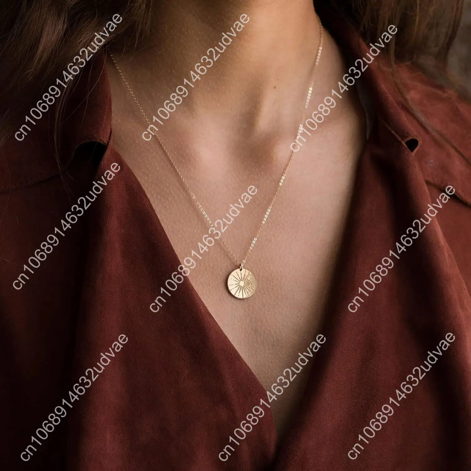 Золотое ожерелье для женщин - 14-каратное позолоченное изящное итальянское рог, звезда Давида, бабочка, солнце, лотос, волейбол, бейсбол, ковбой