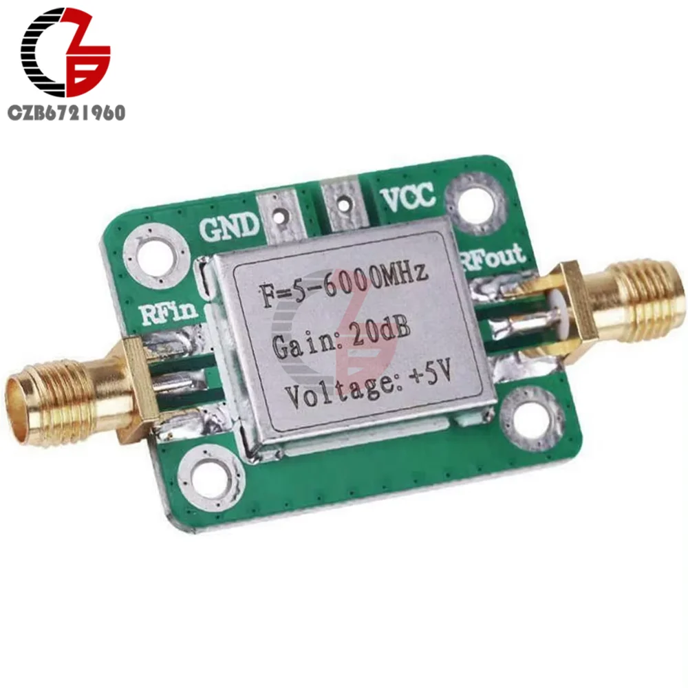 5M-6GHz RF Low Noise Broadband Signal Amplifier Power Amplifier Board Module Gain 20dB Receiver For VFH UHF SHF 5-6000mhz LNA