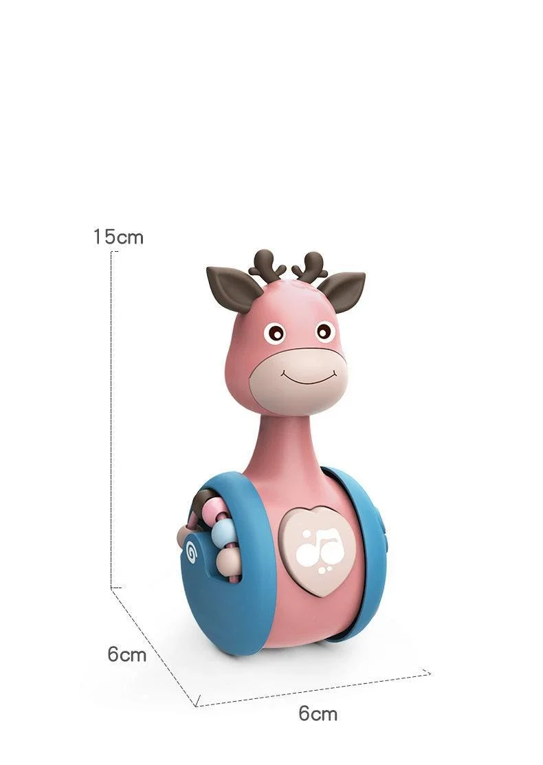 Gobelet à beurre de girafe de dessin animé pour enfants, jouet de gobelet coulissant, hochets pour bébé, jouets pour enfants, poignée de poupées musicales, cloche de lit