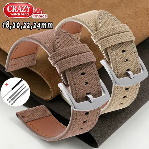 Correa de cuero y nailon Universal para relojes Omega, Tissot, Casio, DW, pulsera de 18mm, 20mm, 22mm y 24mm para hombre y mujer