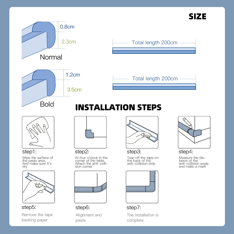 Home 2M Child Protection Corner Protector New Upgrade Safety Glass  Guards Kids desk Baby Head