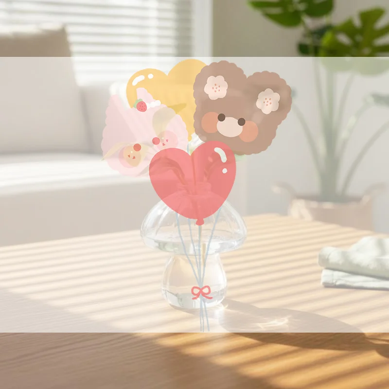 Cute Mushroom-Shaped Plastic Vase Clear Mini Ribbed Planter For Hydroponics, Small Flowers & Desk Decor