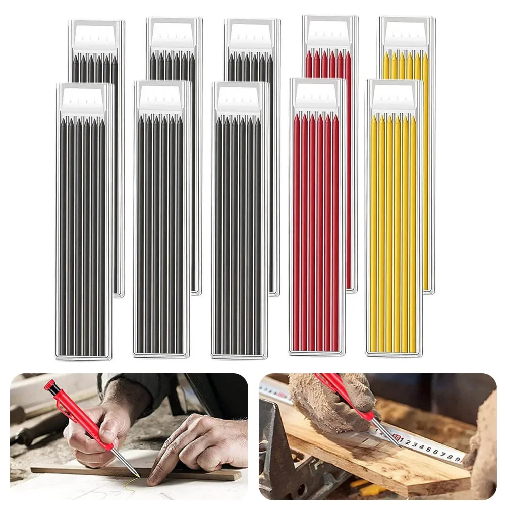 

60pcs Solid Carpenter Pencil Refill Replaceor Deep Hole Mechanical Pencil Marker Marking Woodworking Tools Carpentry Scriber