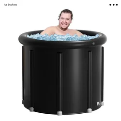 Raccordi per benna da bagno a bolle nere vasca da bagno portatile per adulti pieghevole all'aperto PVC gonfiabile SPA Ice Bath Challenge Ice Therapy