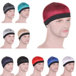 Fashion Silky Dome Wave Cap Elastic Bandana Unisex Outdoor Cap Night Sleep Headcover Cancer Hair Loss Chemo Cap Hair Accessories