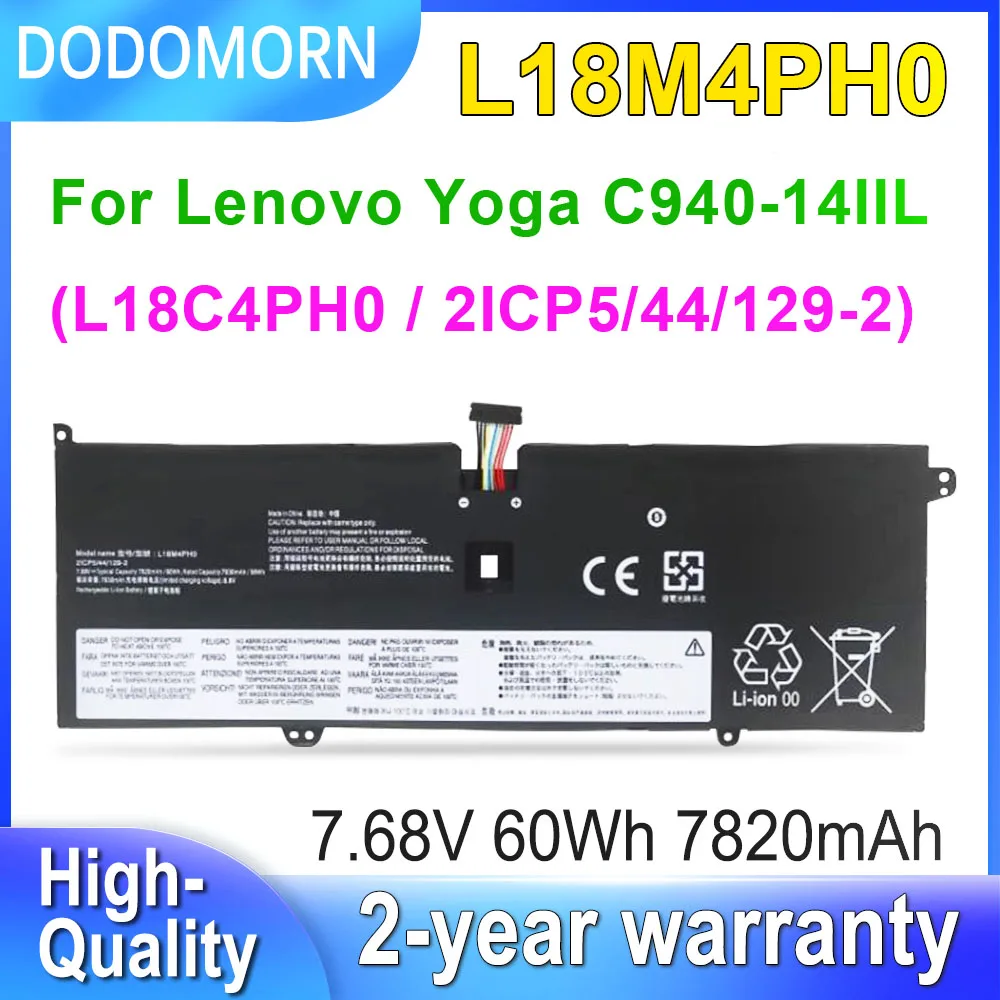 DODOMORN L18M4PH0 For Lenovo Yoga C940 SP/A C940-14IIL 81Q9 Laptop Battery L18C4PH0 5B10T11585 5B10T11586 5B10W67374 60Wh 7.68V