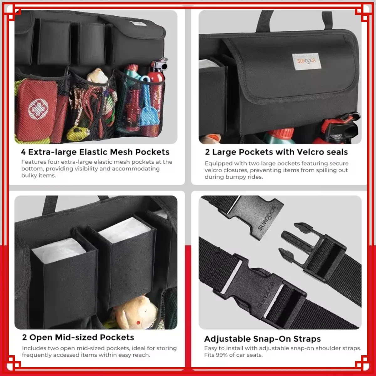 

Multi-Function Car Trunk Organizer, Hanging Design, for SUV Interior Storage & Space Management