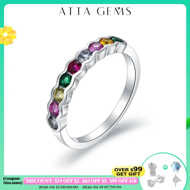 

ATTAGEMS Round Shaped 2.5mm Create Corundum Ring for Women Man 100% 925 Sterling Silver Christmas Ring Top Fine Jewerly Party