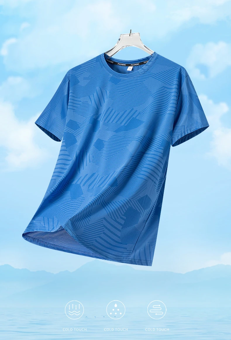 Männliches Lauf-T-Shirt, Sommer, atmungsaktiv, verschleißfest, Fitness-Sport-T-Shirt, Outdoor, leicht, Jogging, Fitnessstudio, Training, Sportbekleidung – Detail 1