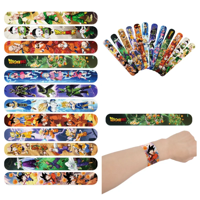 12pcs Anime Dragon Ball Slap Bracelets Birthday Party Decoration Cartoon Cosplay Wrist Bracelet Party Favor Toys Gift