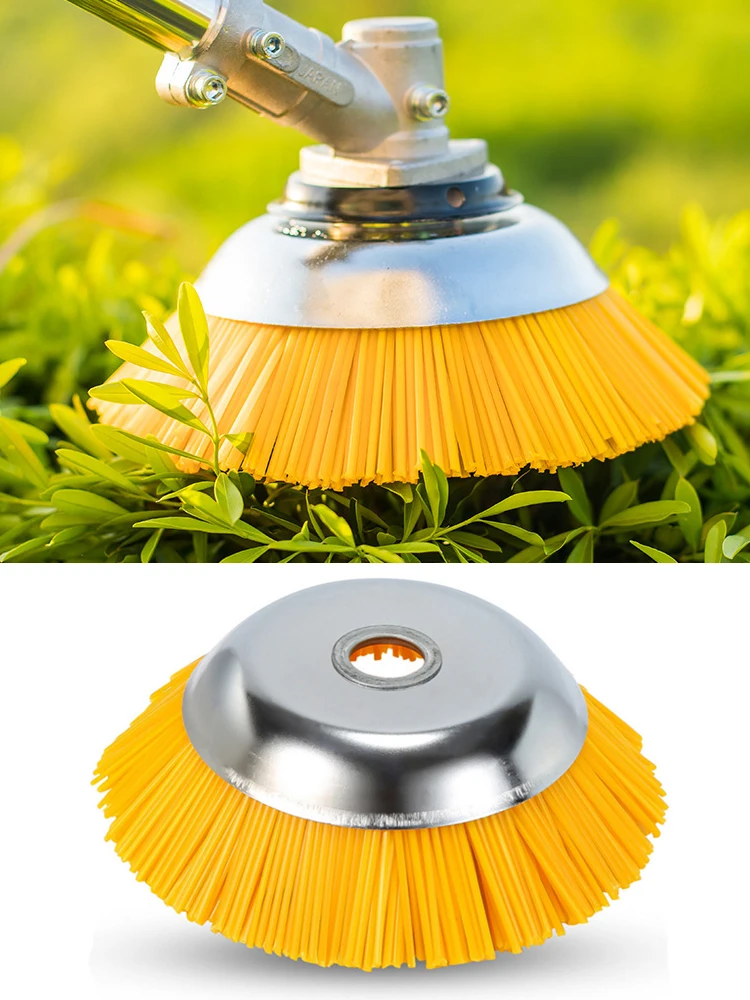 8 Inch Weed Brush Cutter Head Lawn Mower Universal Grass Trimmer Head Nylon Wire Wheel Rotary Weed Brush for Garden Lawnmower