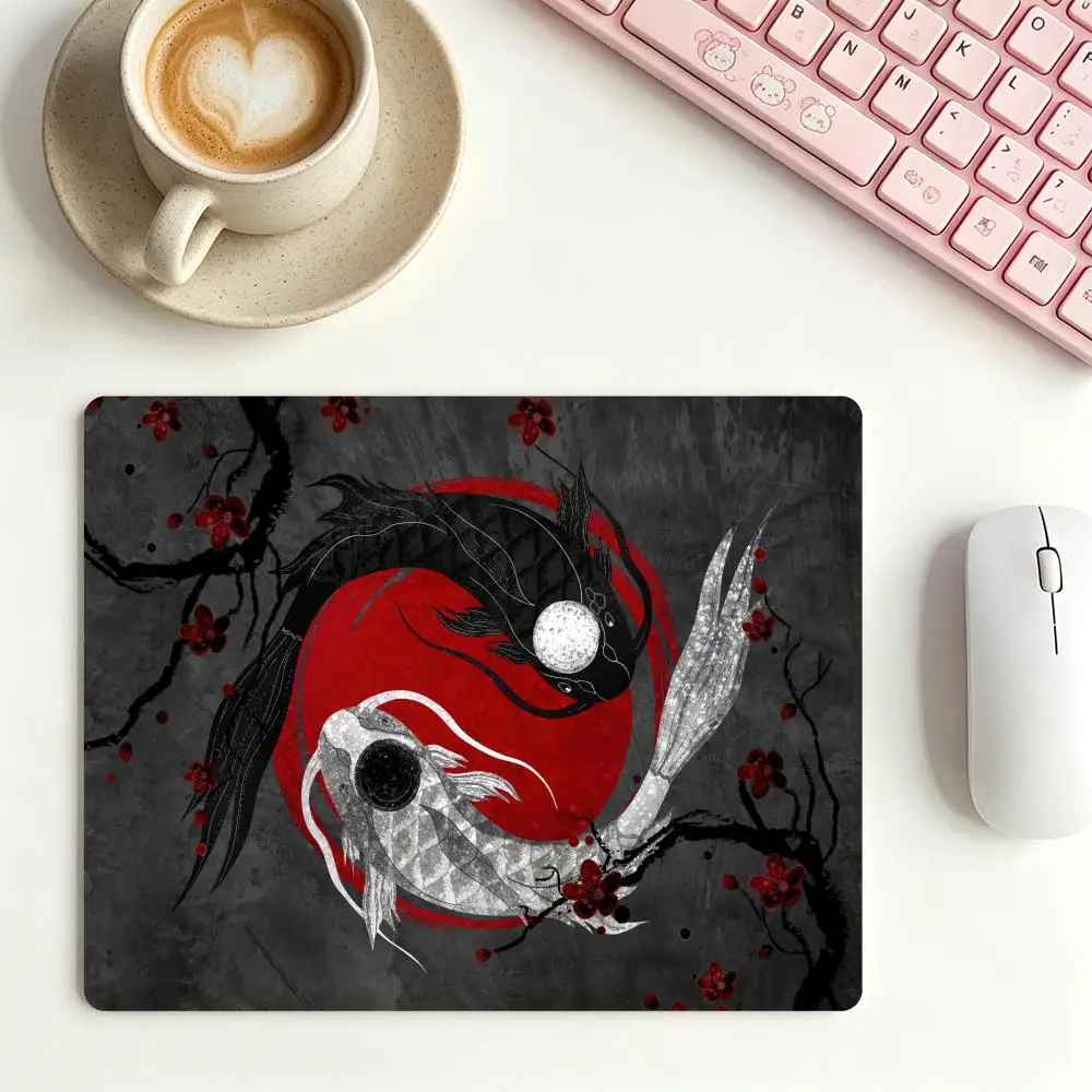 

in-Yang Koi Gaming Mouse Pad, Stitched Edge Non‑Slip Large Desk Mat