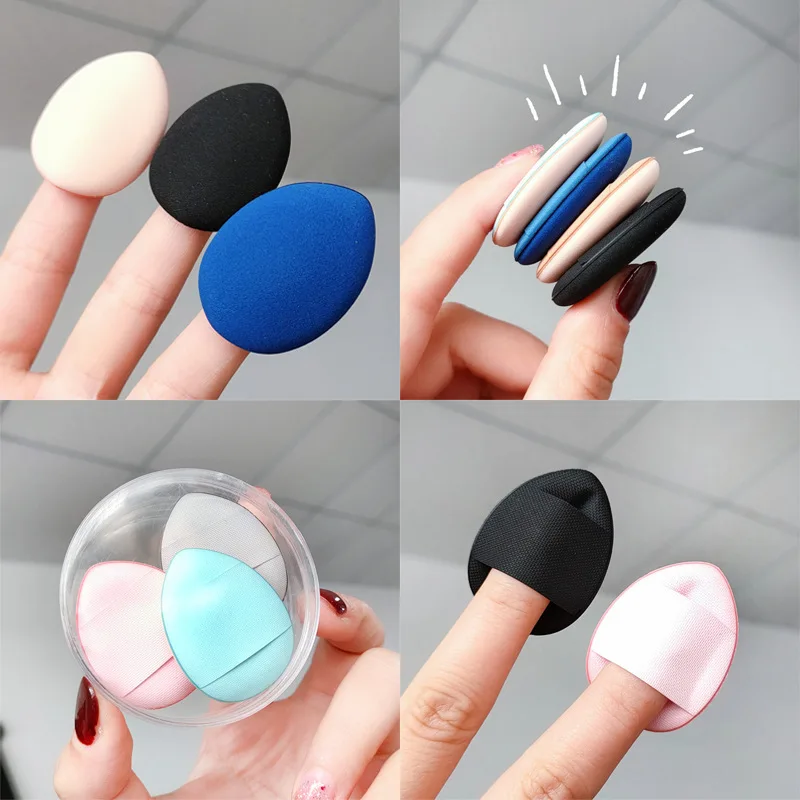 5/10Pcs Mini Finger Puff Foundation Powder Detail Makeup Sponge Face Concealer Cream Blend Cosmetic Accessories Makeup Tools