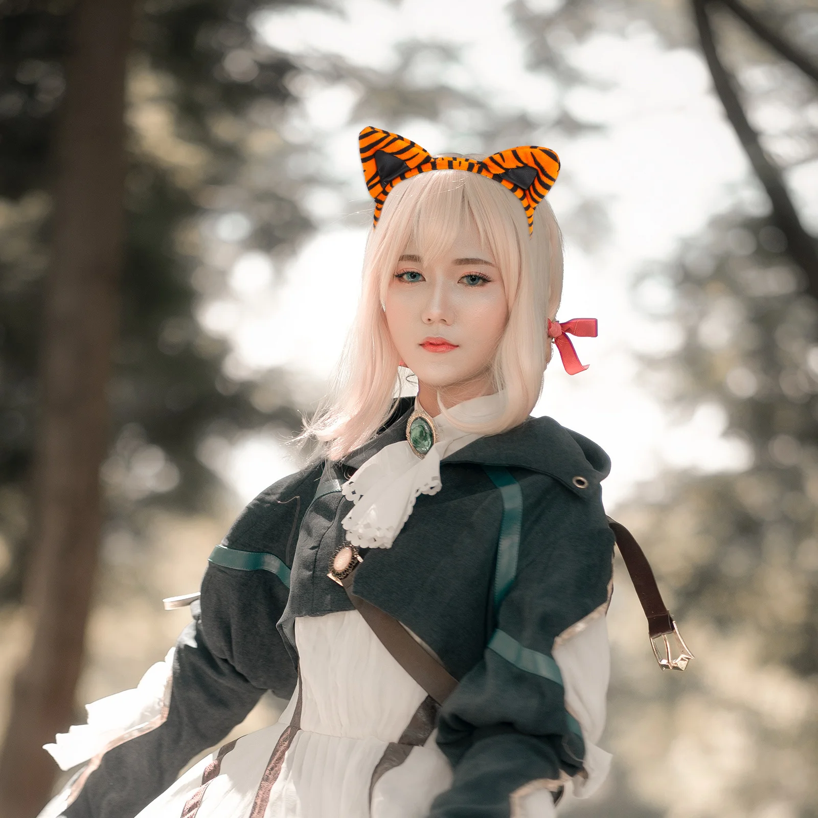 1 ensemble de bandeau et queue oreilles de tigre, ensemble de costumes, thème Animal Unique, accessoire de fête Cosplay pour Halloween, jeu de rôle habillé