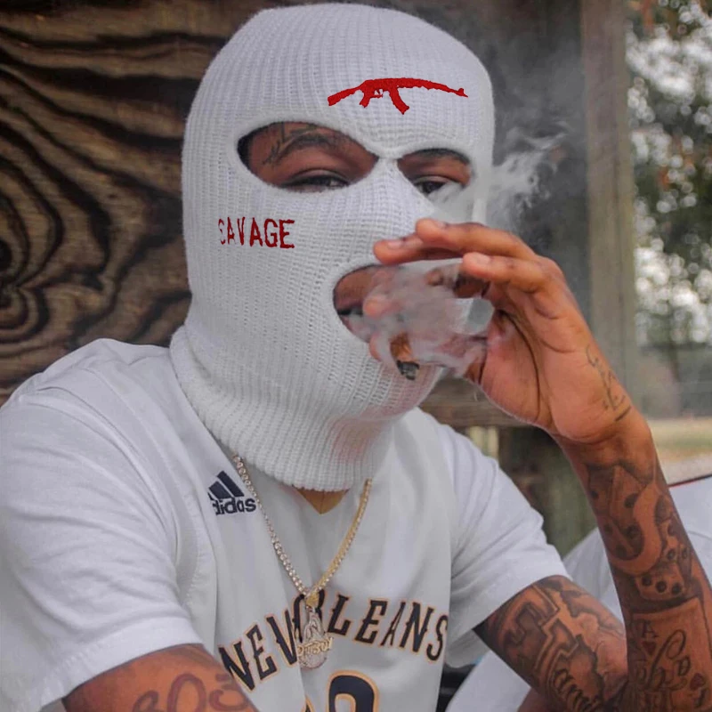 Autumn and Winter Knitted 360° Full Coverage Warm Hat, Three-hole Embroidered Ski Mask, Available in Multiple Colors