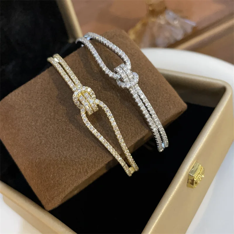 Fashionable Opening Full Rhinestones Bracelet Exquisite Versatile Temperament Heavy Industry Advanced Feel Bracelet for Women.