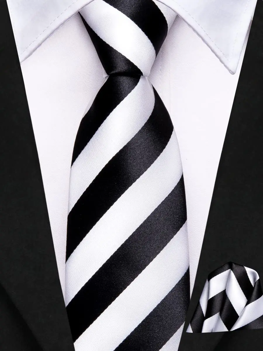 Striped Black White 2023 Silk Elegent Tie For Child 120CM Long 6CM Wide Luxury Designer Children Necktie Handky Fashion Hi-Tie