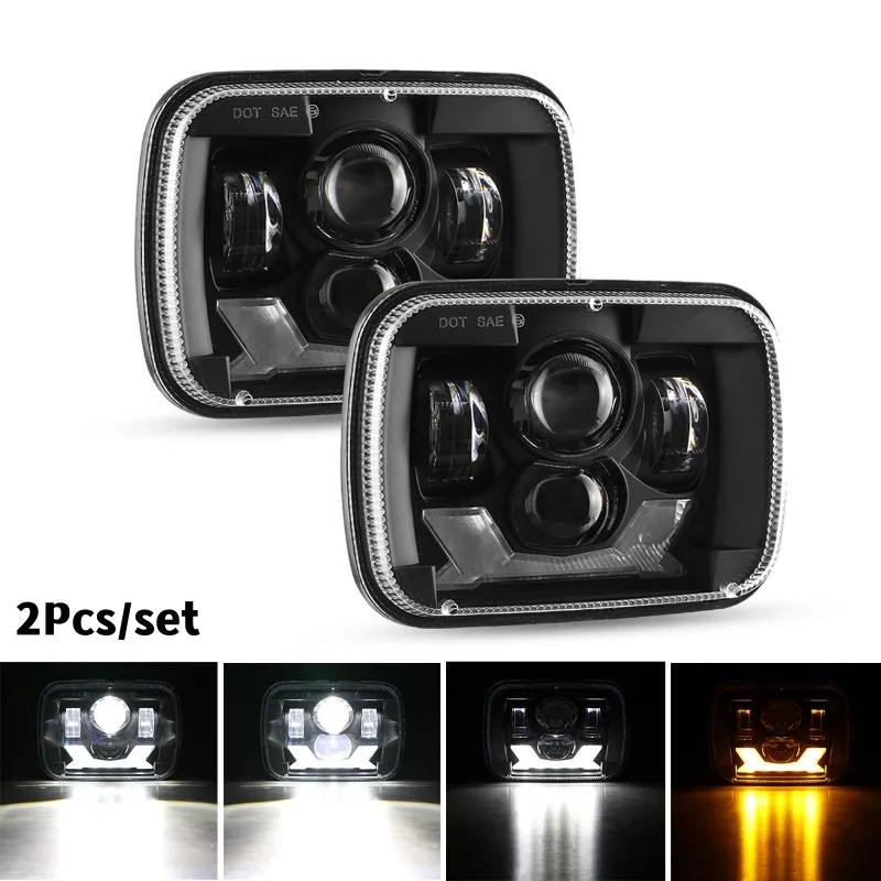 

2 Pcs/set 110w 7x6 Inch LED Car Headlight H4 Wring Socket Car Work Lamp Signal Light for Jeep for Chevrolet for GMC