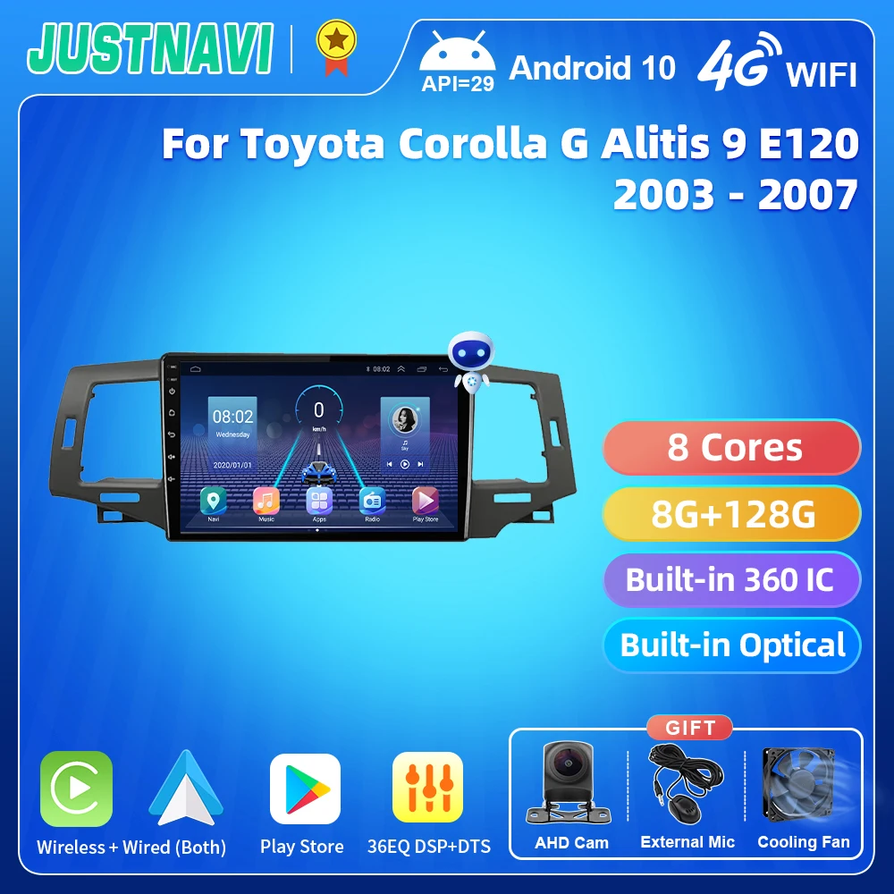 

JUSTNAVI QT5 Car Radio Player GPS Multimedia For Toyota Corolla G Alitis 9 E120 2003 2004 2005 2006 2007 Android Naviigation　GPS